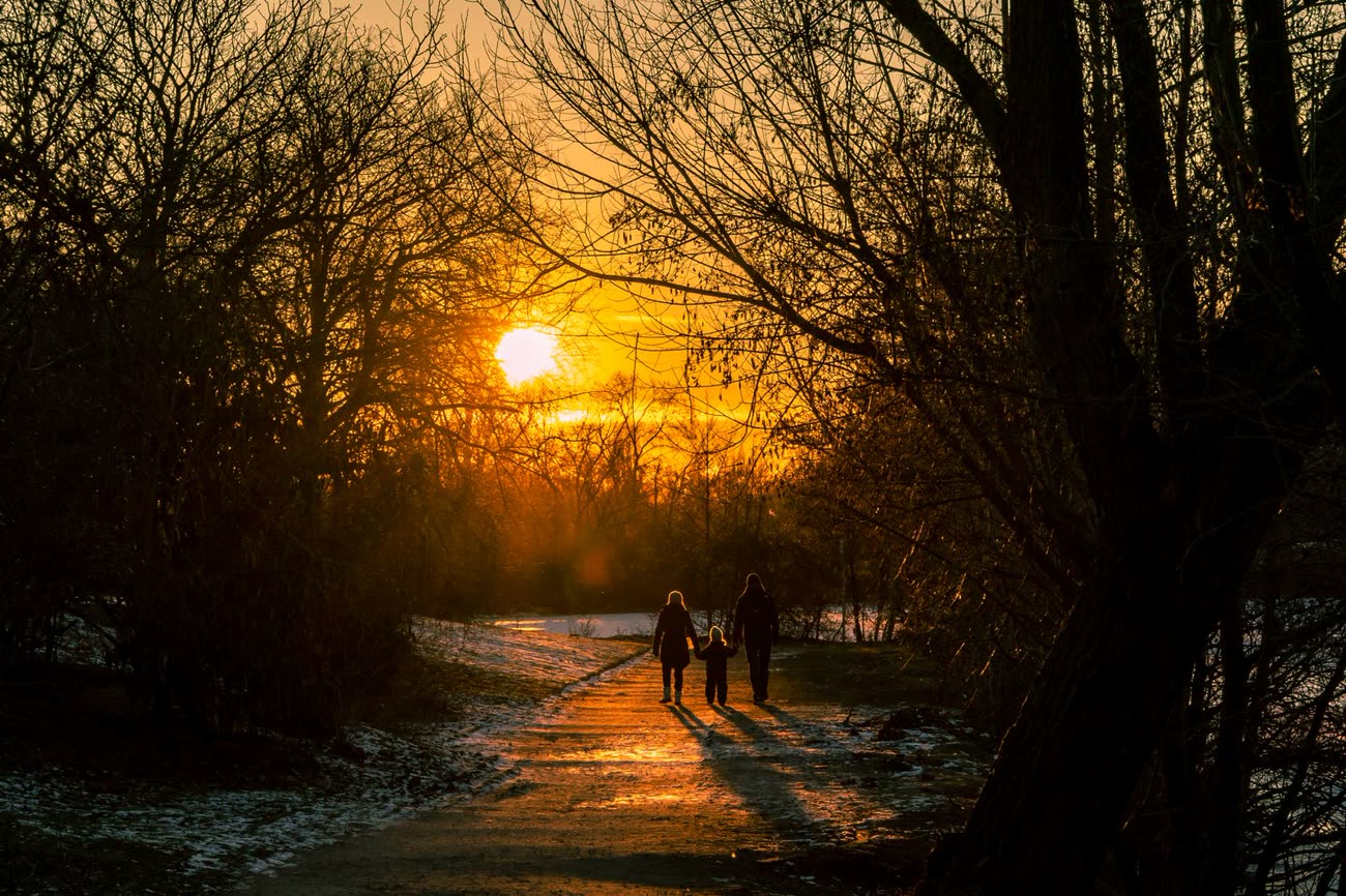 A family walking together outdoors